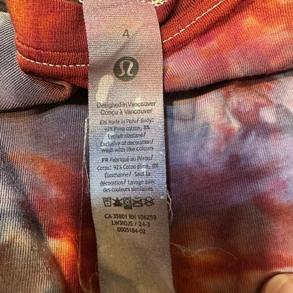 Tie Dye Lululemon Relaxed Boatneck Long Sleeve Size 4 Blue Red OOAK - Picture 2 of 5